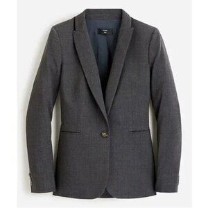 J. Crew Parke Blazer Italian Stretch Wool Heather Coal Grey Size 00/XXS NWOT